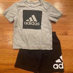 Black Gray LOGO Adidas Boys Toddler 2 Piece Set